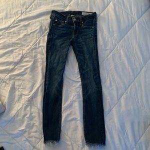 Rag and Bone Cropped Skinny Jeans with Frayed Hem